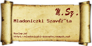 Mladoniczki Szavéta névjegykártya